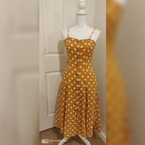 Midi mustard buttoned down dress
